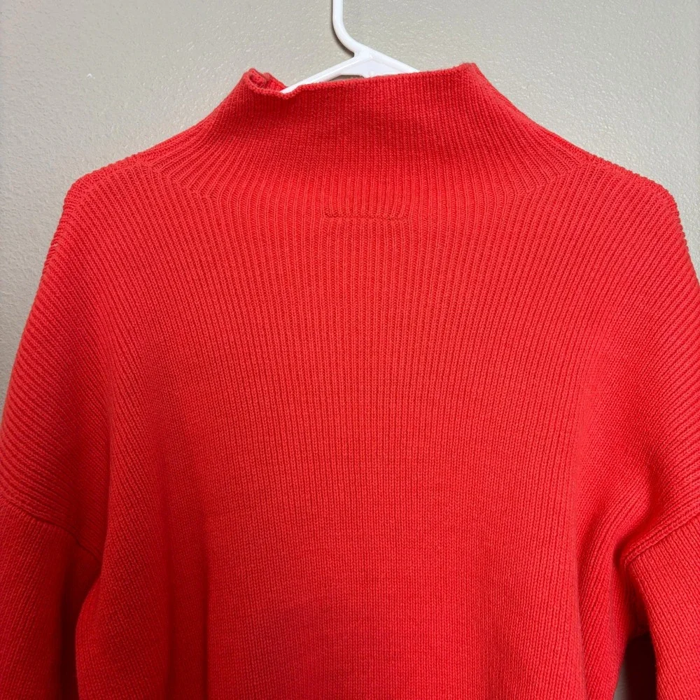 Vici Dolls Womens Small Bright Coral Orange Mock Neck Knit Long Sleeve‎ Sweater